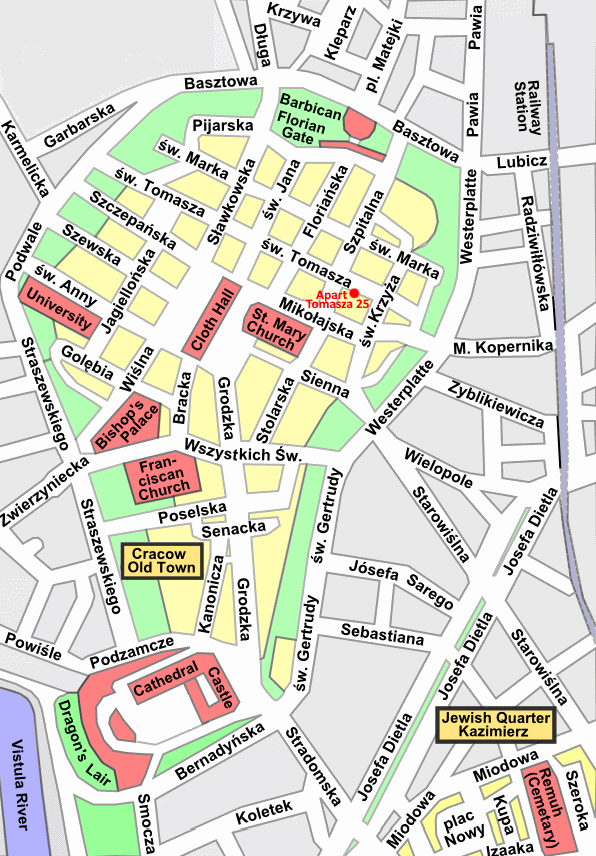 Cracow plan with Apartment KATAMARAN